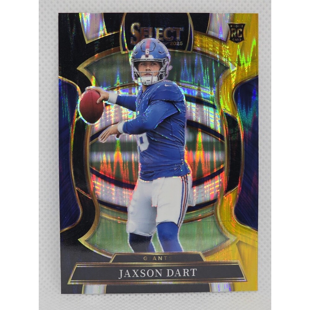 2025 Panini Select - Concourse Jaxson Dart #93 Black & Gold Shock Prizm (RC)